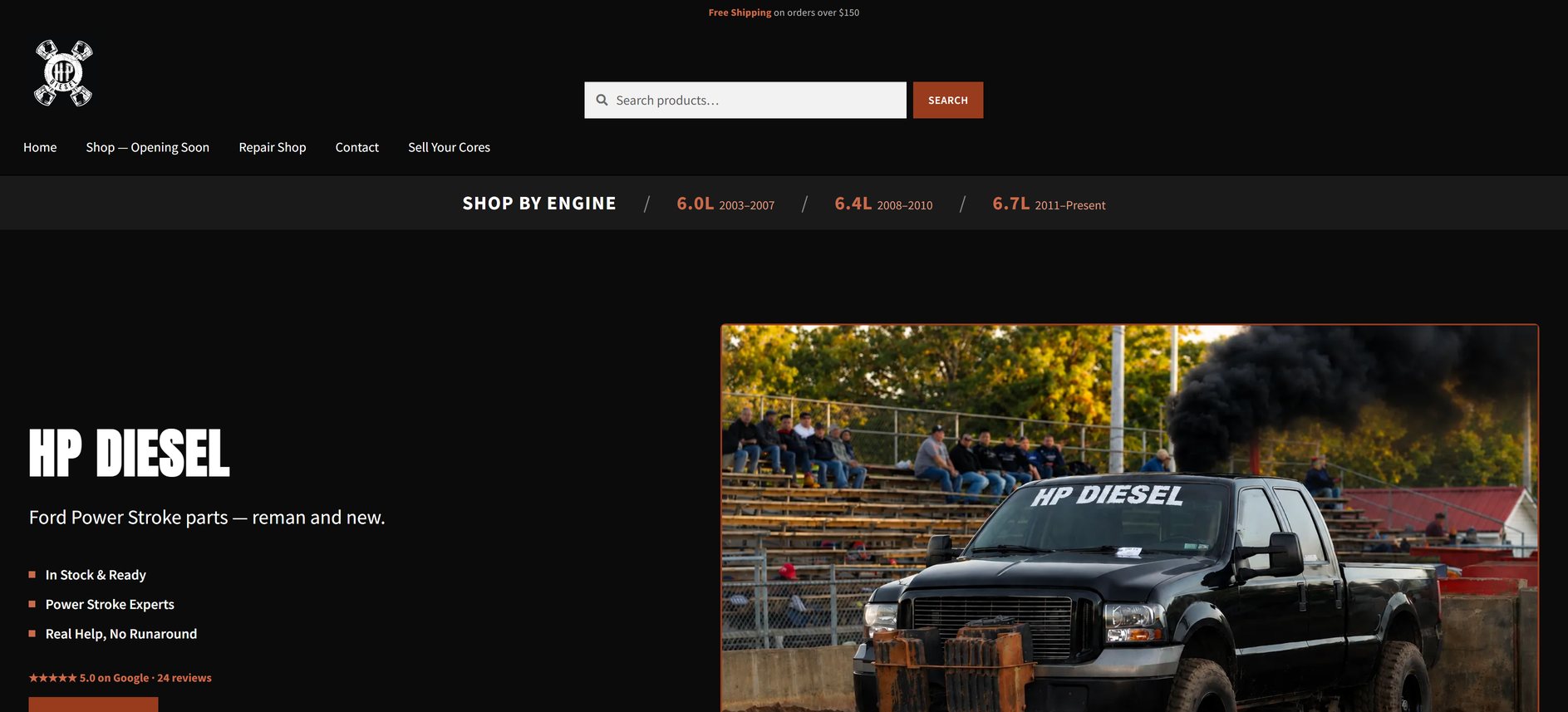 Screenshot of the HP Diesel website